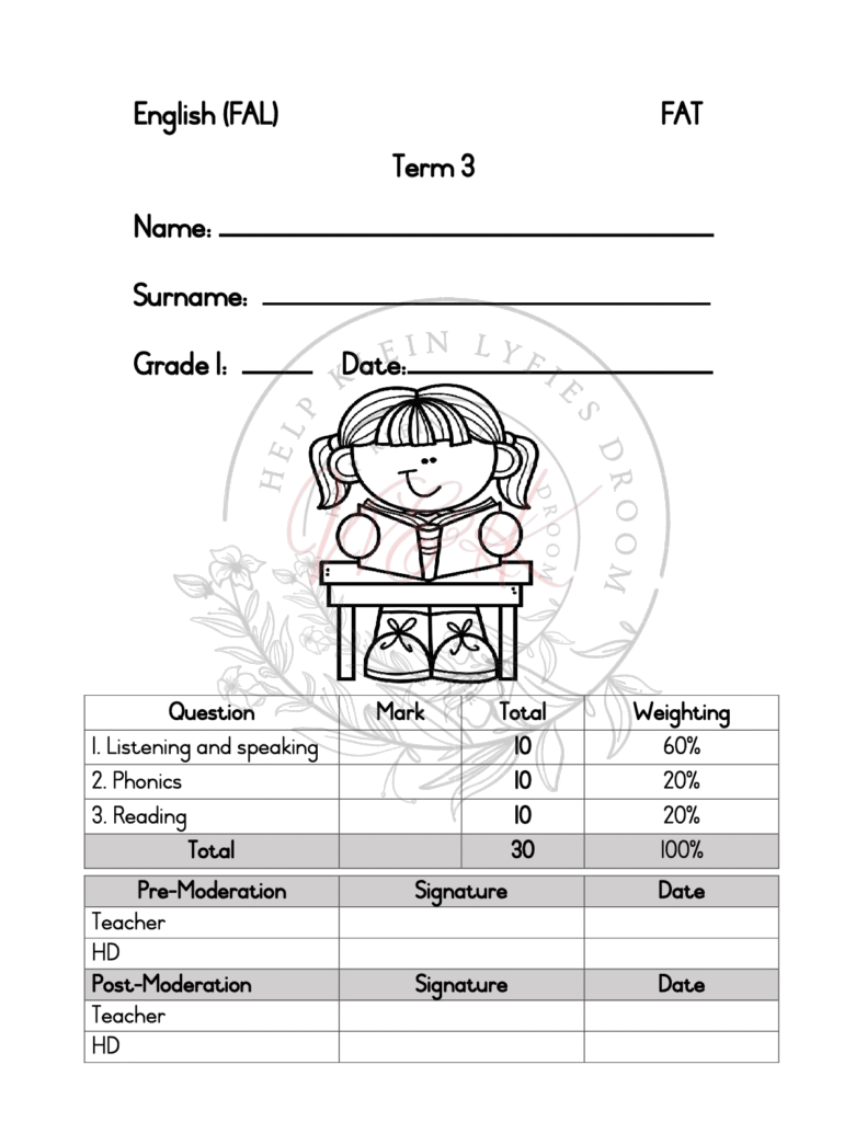 Grade 1 English FAL Assessment Term 3 2024
