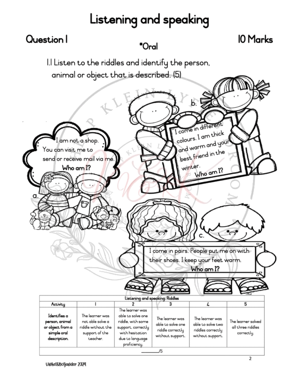 Grade 1 English FAL Assessment Term 3 2024 - Image 2