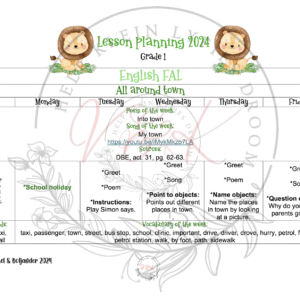 Grade 1 English FAL Lesson Planning and Activities Term 3 2024