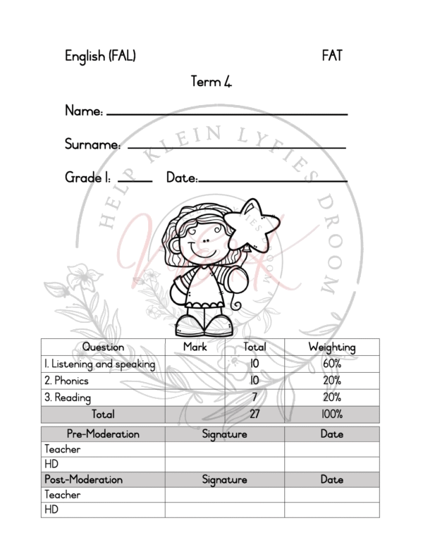 Grade 1 English First Additional Language Formal Assessment Task Term 4 2024