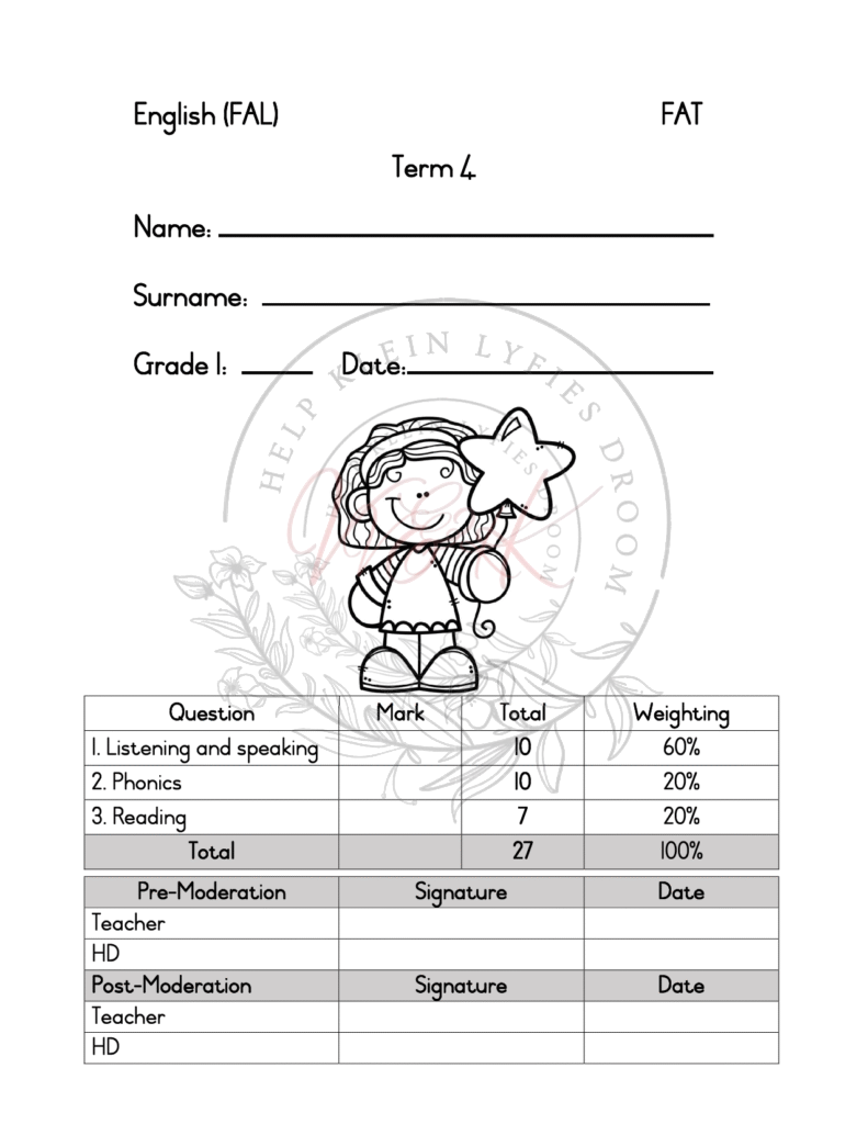 Grade 1 English First Additional Language Formal Assessment Task Term 4 2024