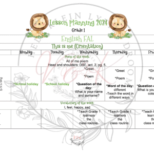 Grade 1 English FAL planning and activities Term 1 2024