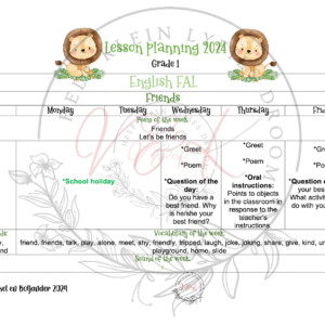 Grade 1 English FAL Planning and Activities Term 2 2024