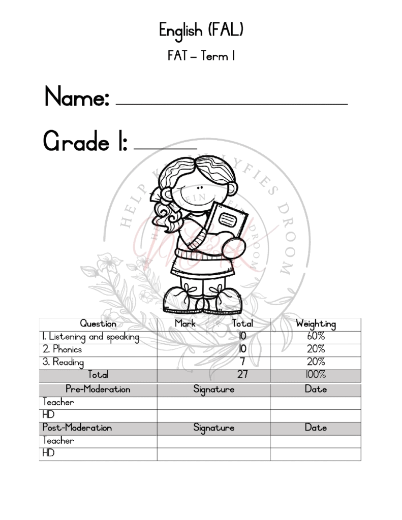 Grade 1 English Assessment Term 1 2024