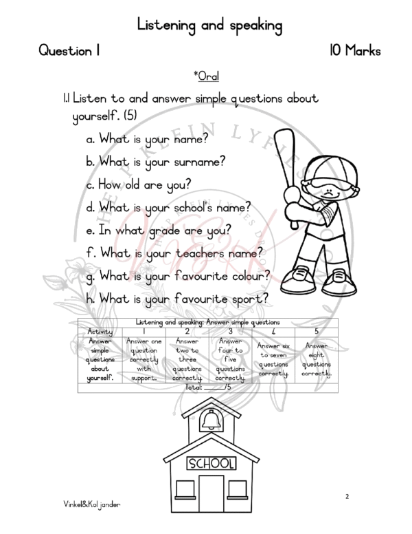 Grade 1 English Assessment Term 1 2024 - Image 3