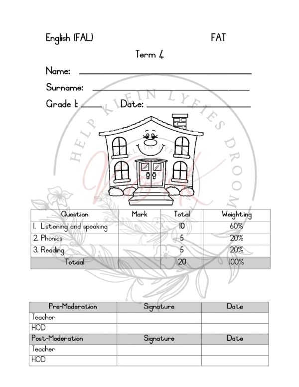 Grade 1 English Assessment Term 4 2023