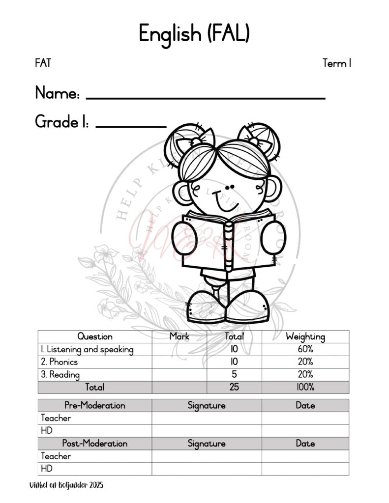 Grade 1 English First Additional Language Formal Assessment Task Term 1 2025