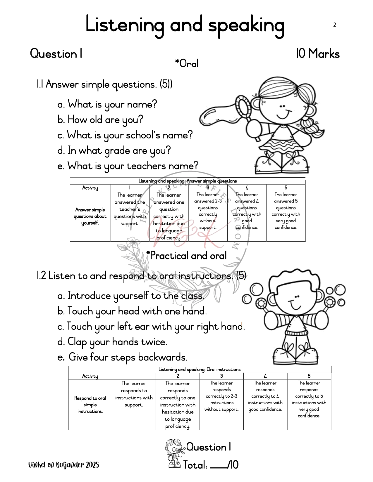 Grade 1 English First Additional Language Formal Assessment Task Term 1 2025 - Image 2