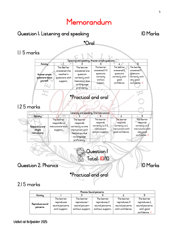 Grade 1 English First Additional Language Formal Assessment Task Term 1 2025 - Image 3