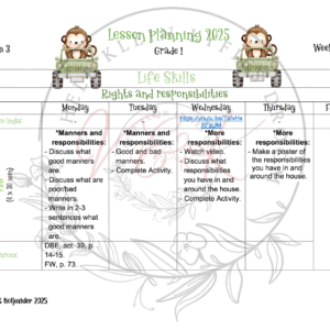 Grade 1 Life Skills Lesson Planning Package - Term 3