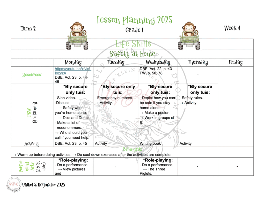 Grade 1 Life Skills Lesson Plans Package - Term 2 2025