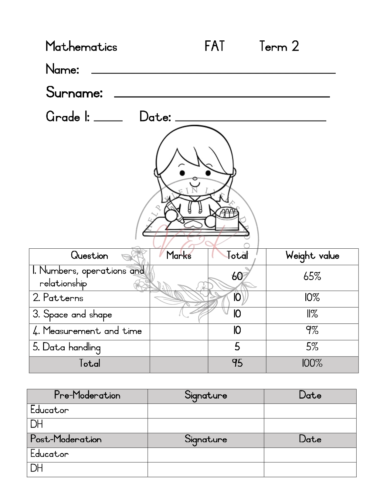 Grade 1 Mathematics Formal Assessment Task Term 2