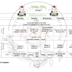 Grade 1 Mathematics Lesson Plans and Activities Term 2