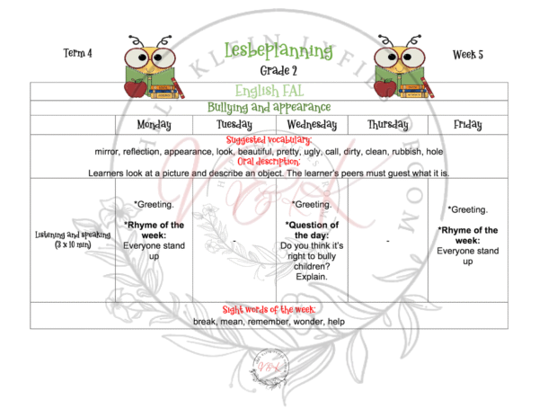 Grade 2 English FAL Planning and Activities Term 4 2023 - Image 4