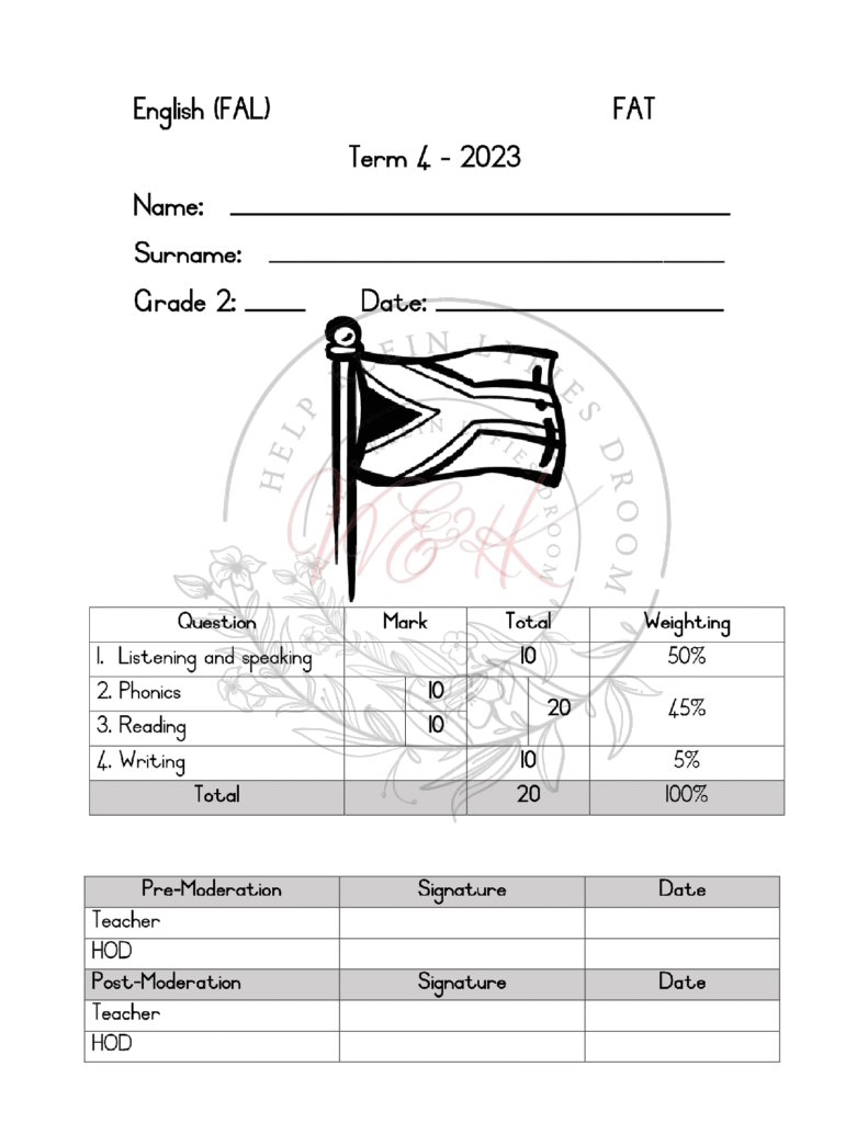 Grade 2 English FAL Assessment Term 4
