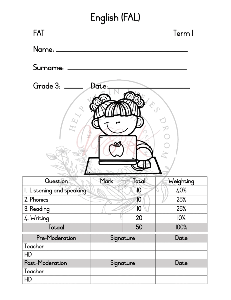 Grade 3 English First Additional Language Assessment Term 1 2025
