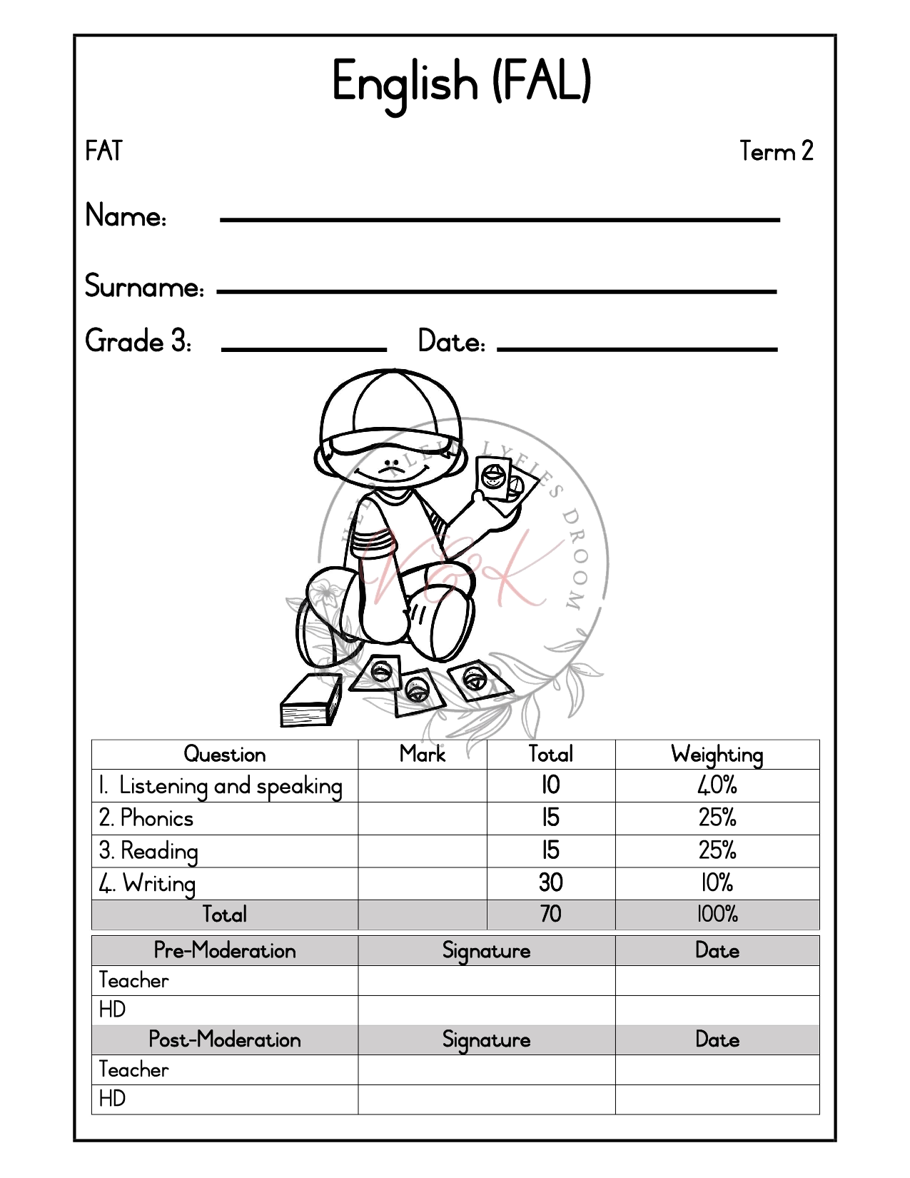 Grade 3 English First Additional Language Formal Assessment Task - Term 2 2025