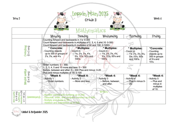 Grade 3 Mathematics Lesson Planning Package - 2 2025