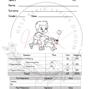 Grade 1 Life Skills Formal Assessment Task - Term 3