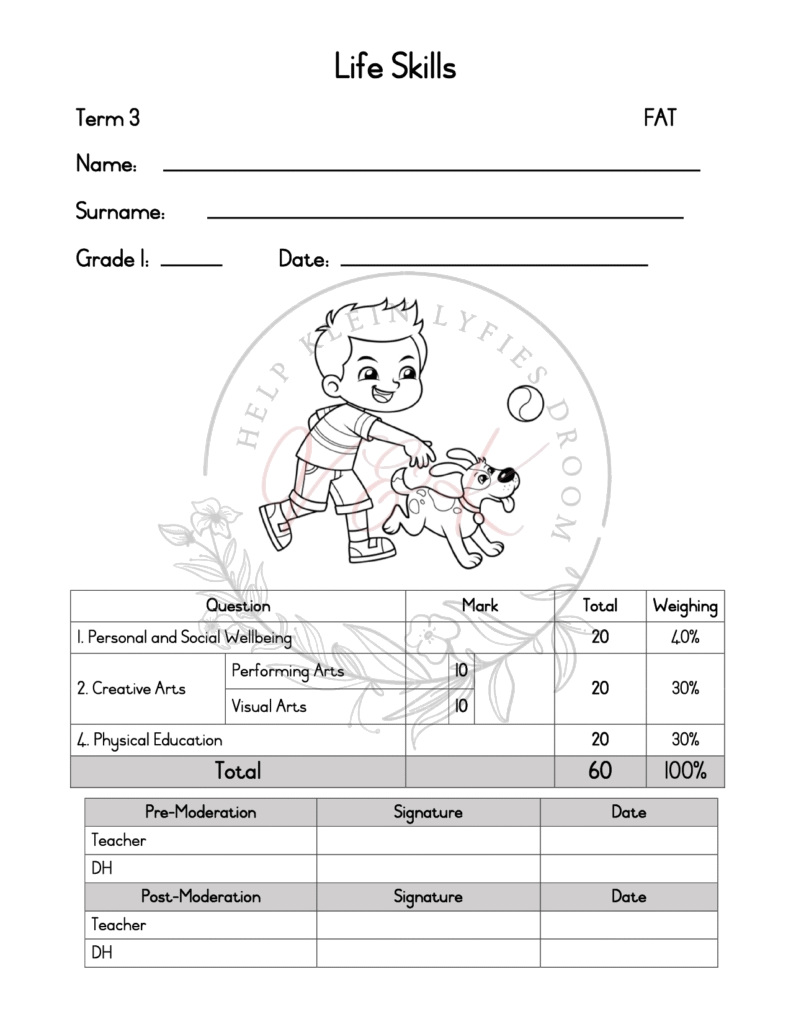 Grade 1 Life Skills Formal Assessment Task - Term 3