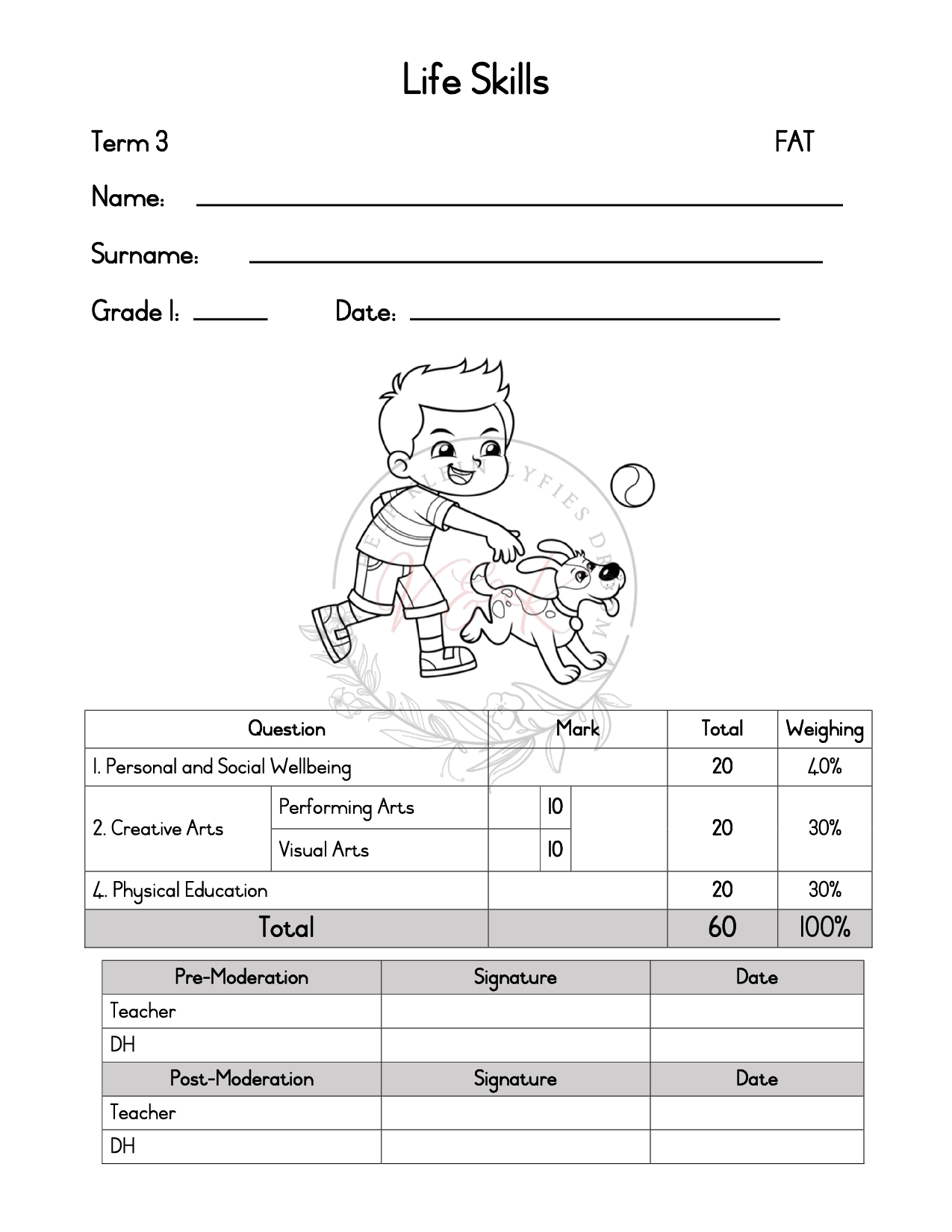 Grade 1 Life Skills Formal Assessment Task - Term 3