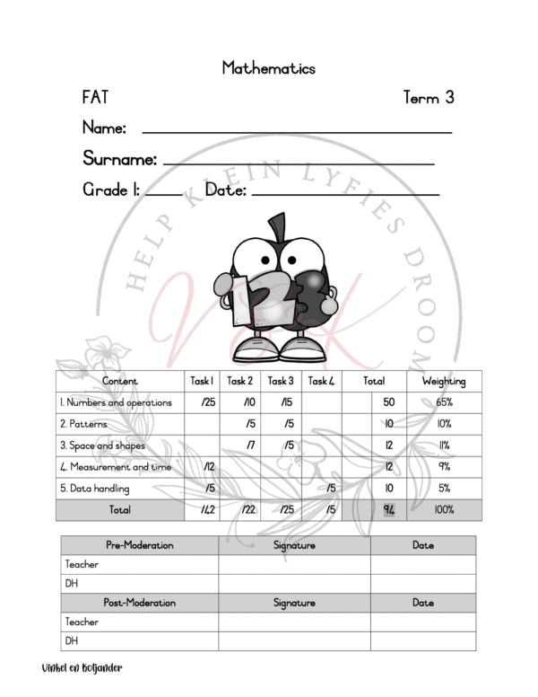 Grade 1 Mathematics Formal Assessment Task - Term 3