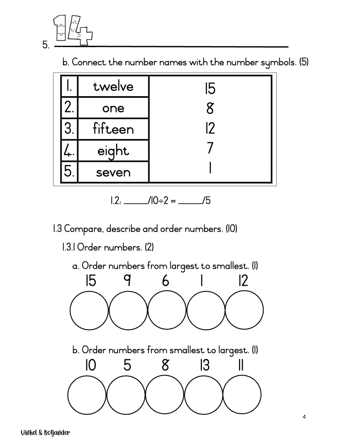 Grade 1 Mathematics Formal Assessment Task – Term 3 - Vinkel & Koljander
