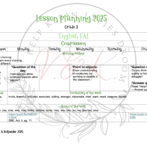 Grade 3 English First Additional Language Lesson Plans - Term 3 2025