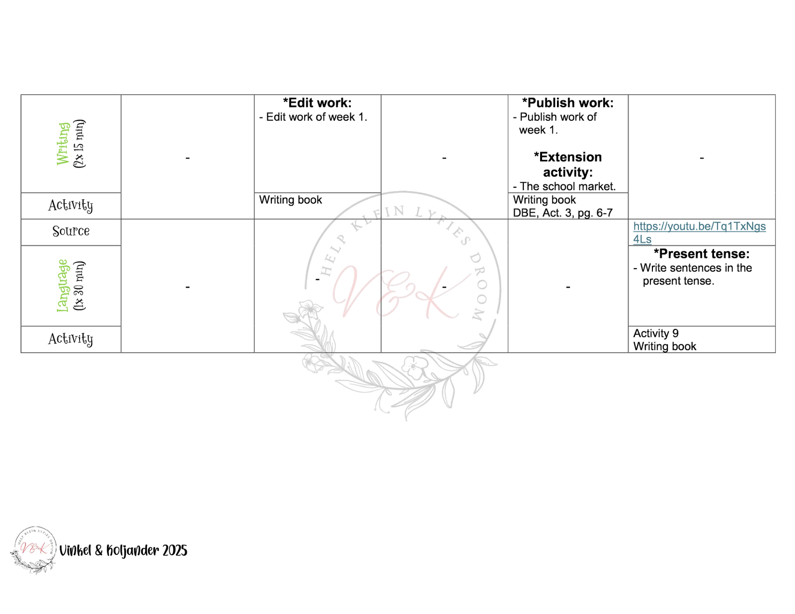 Grade 3 English First Additional Language Lesson Plan Package - Term 3 2025 - Image 3