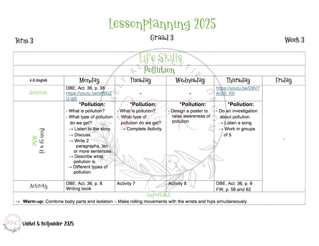 Grade 3 Life Skills Lesson Planning Package- Term 3 2025