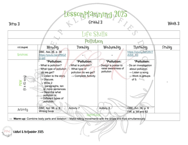 Grade 3 Life Skills Lesson Planning Package- Term 3 2025