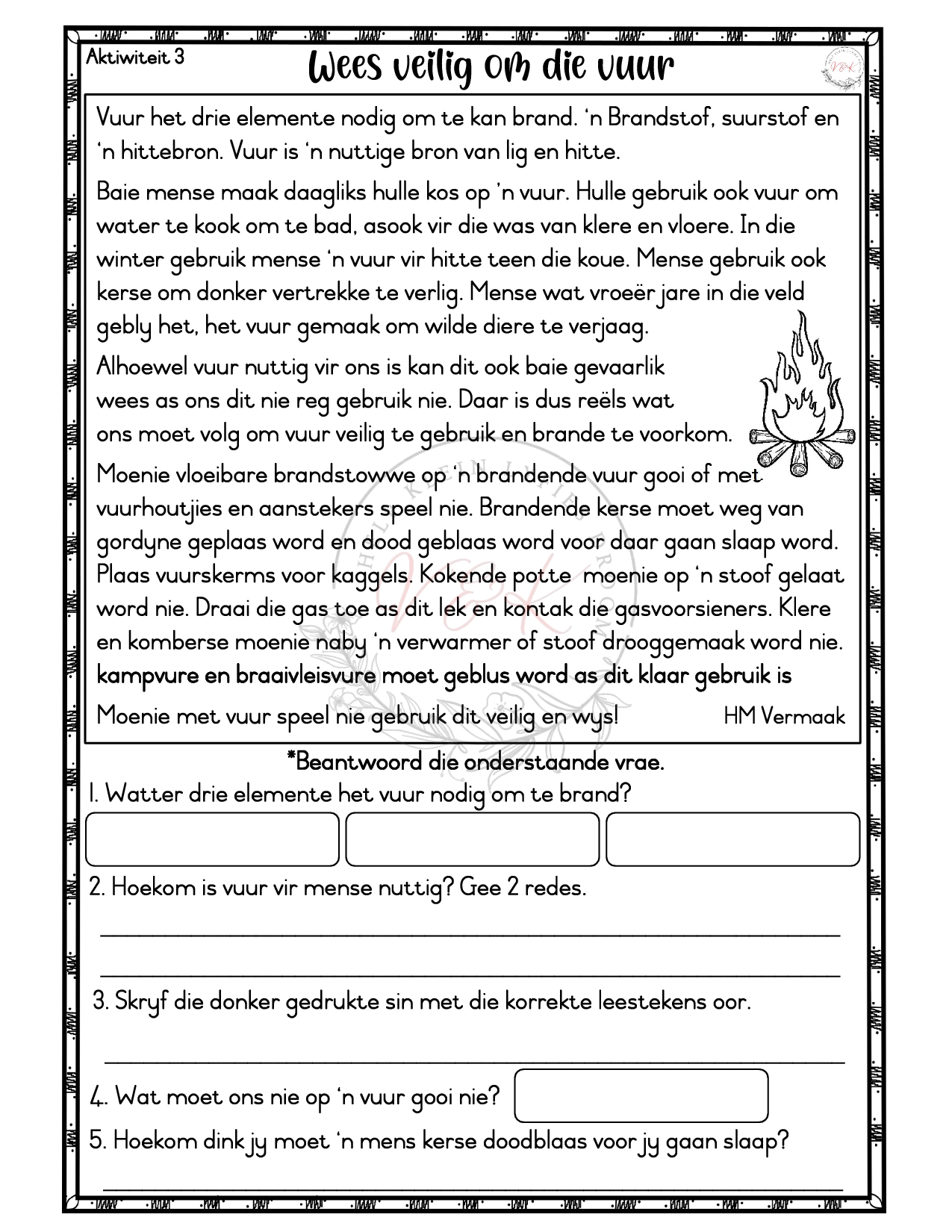 Graad 3 Afrikaans Huistaal Begripstoetse - Kwartaal 3 2025