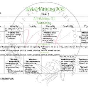 Graad 3 Afrikaans Huistaal Lesbeplanning Kwartaal 3 2025