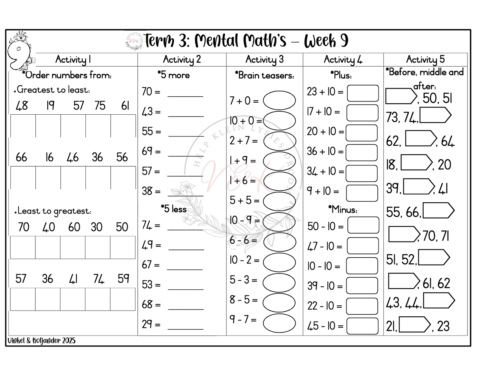 Grade 2 Mental Maths - Term 3 2025 - Image 2
