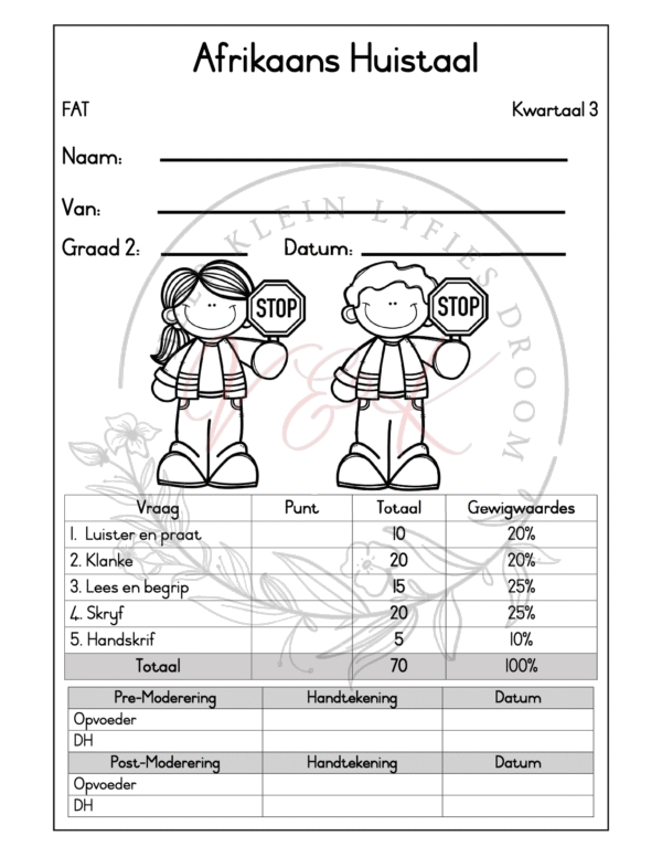 Graad 2 Afrikaans Huistaal Formele Assesserings Taak - Kwartaal 3 2025