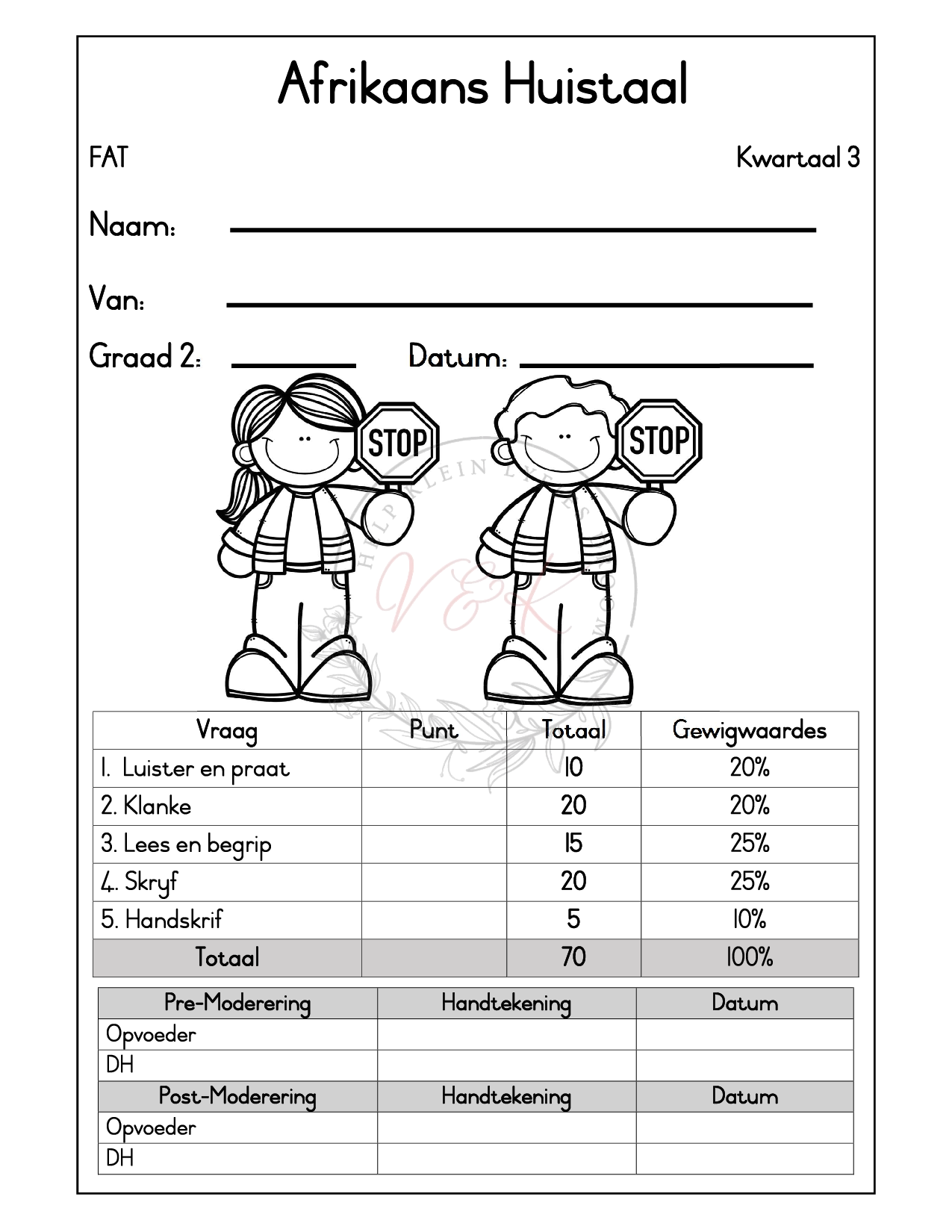 Graad 2 Afrikaans Huistaal Formele Assesserings Taak - Kwartaal 3 2025