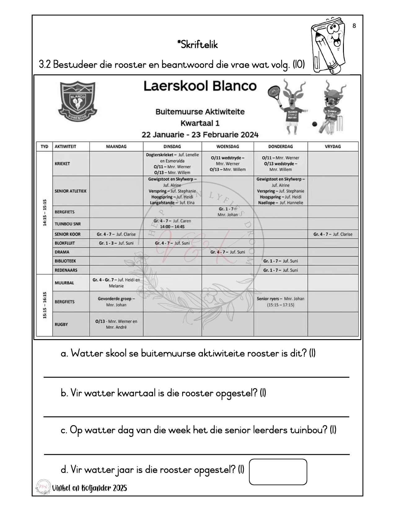 Graad 3 Afrikaans Huistaal Formele Assesserings Taak - Kwartaal 3 2025 - Image 3