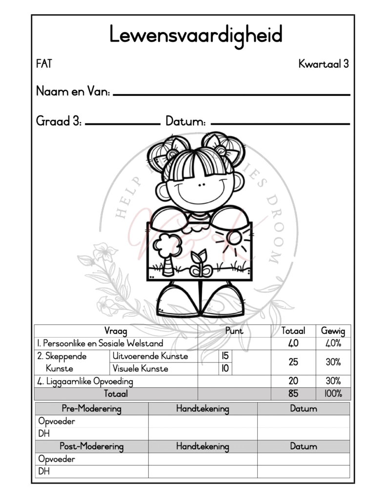 Graad 3 Lewensvaardigheid Formele Assesserings Taak - Kwartaal 3 2025
