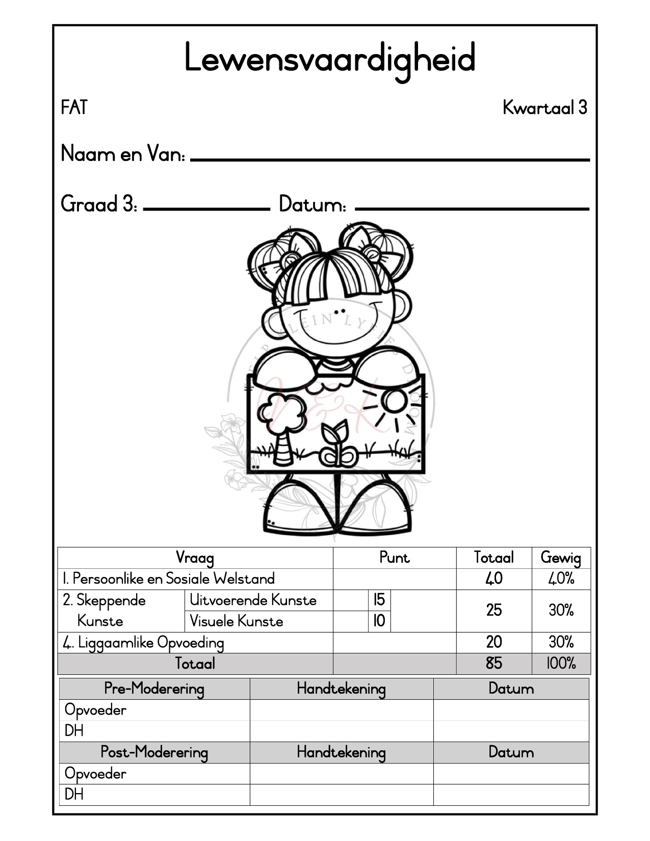 Graad 3 Lewensvaardigheid Formele Assesserings Taak - Kwartaal 3 2025