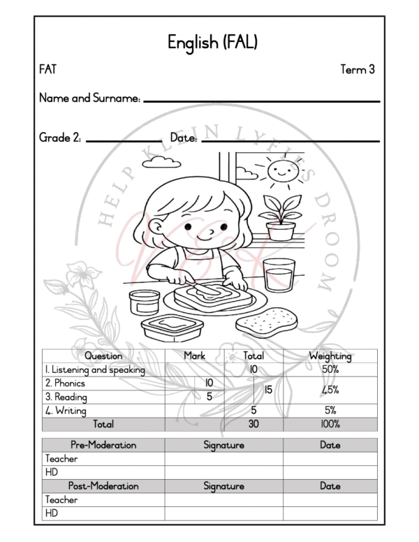 Grade 2 English First Additional Language Formal Assessment Task - Term 3 2025