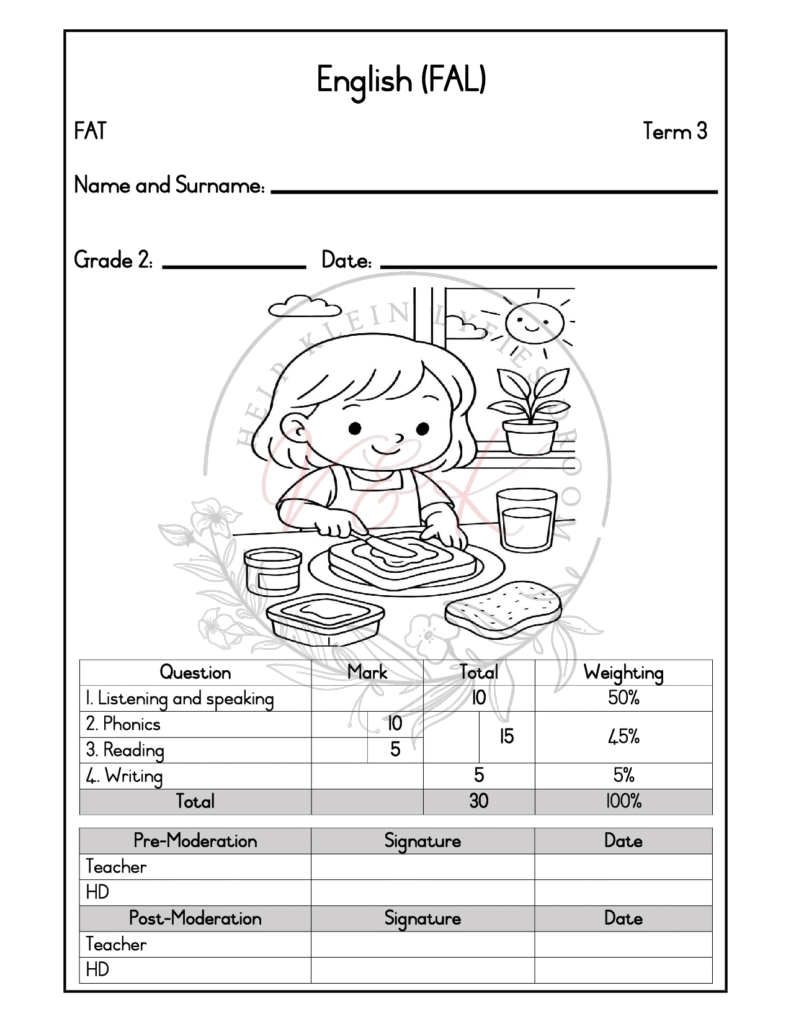 Grade 2 English First Additional Language Formal Assessment Task - Term 3 2025