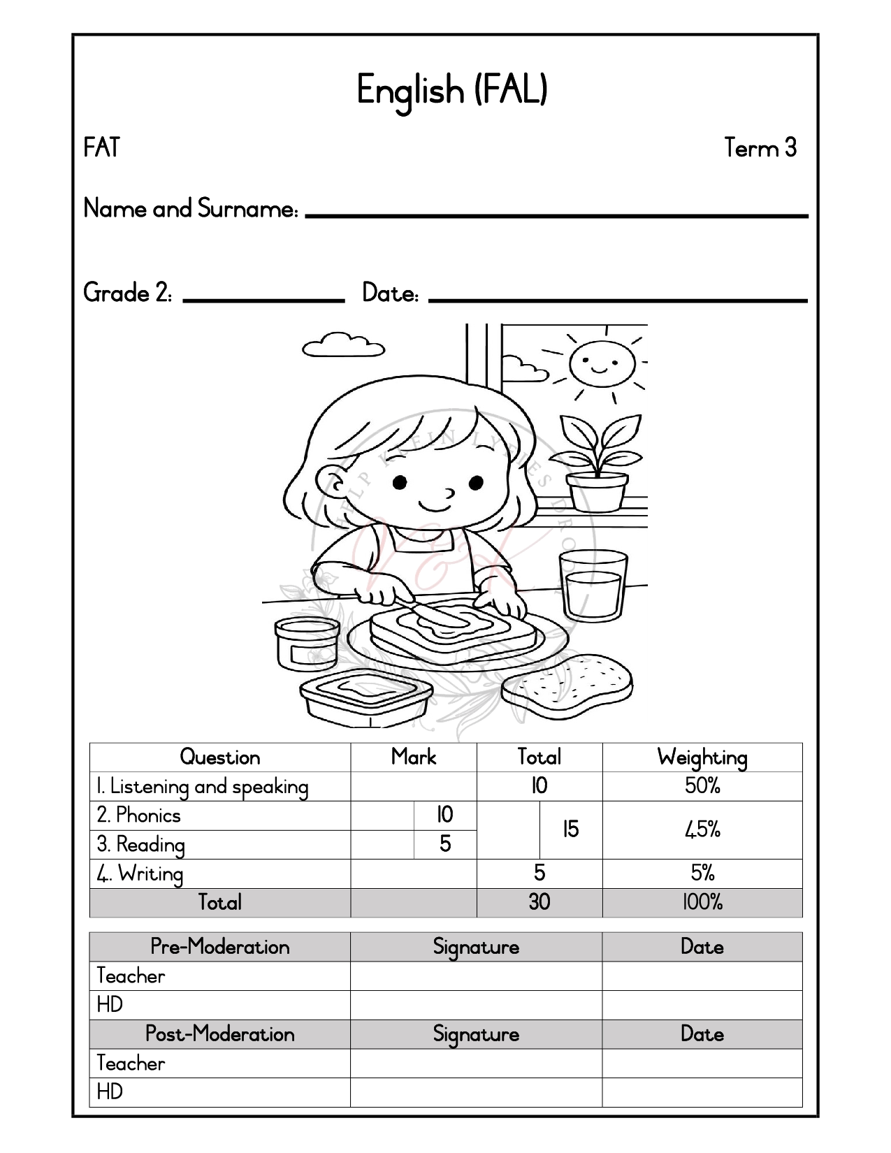 Grade 2 English First Additional Language Formal Assessment Task - Term 3 2025