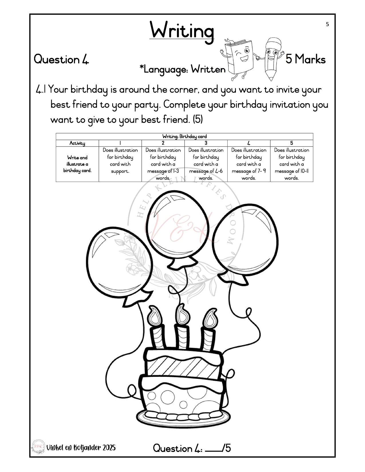 Grade 2 English First Additional Language Formal Assessment Task - Term 3 2025 - Image 3