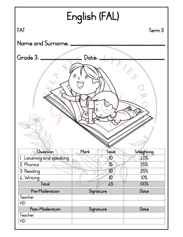Grade 3 English First Additional Language Formal Assessment Task - Term 3 2025