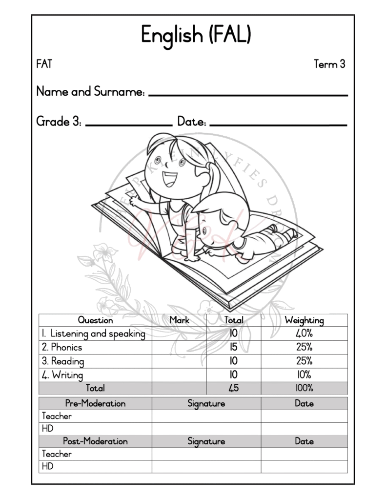 Grade 3 English First Additional Language Formal Assessment Task - Term 3 2025