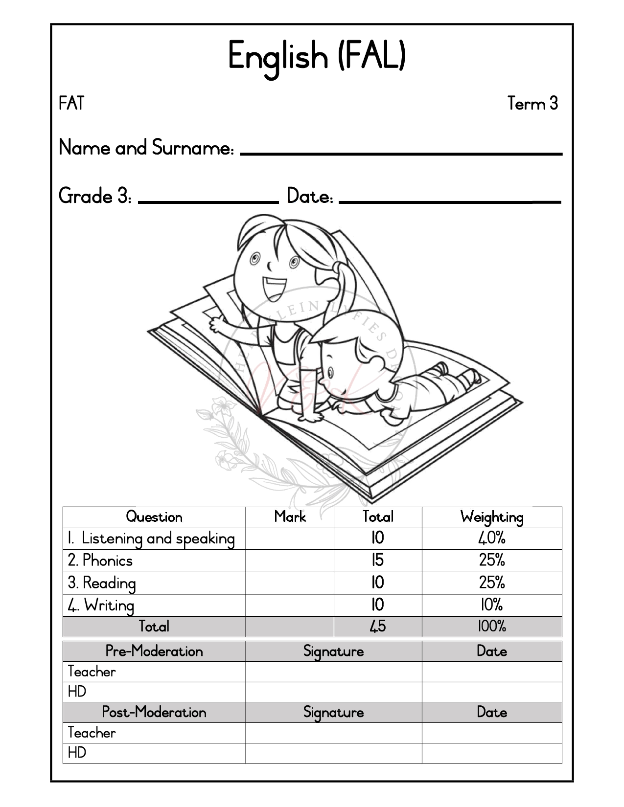 Grade 3 English First Additional Language Formal Assessment Task - Term 3 2025