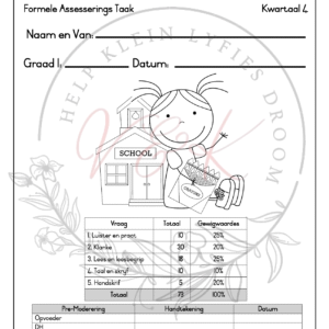 Graad 1 Afrikaans Huistaal Formele Assesserings Taak - Kwartaal 4 2025