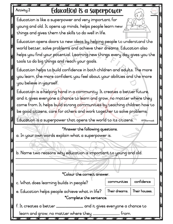 Grade 3 English First Additional Language Comprehension - Term 4 - Image 2