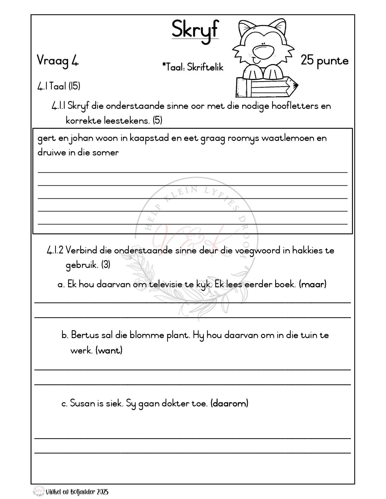 Graad 3 Afrikaans Huistaal Formele Assesserings Taak - Kwartaal 4 2025 - Image 3