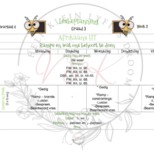 Graad 3 Afrikaans Huistaal Lesbeplanning en Aktiwiteite - Kwartaal 4 2023